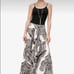WHITE HOUSE BLACK MARKET Paisley Black White Pleated Maxi Skirt SIZE S