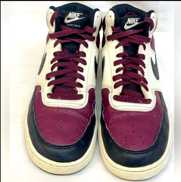 Nike Air Men's Court Vision high top Sneakers - Maroon and Black sz 8.5