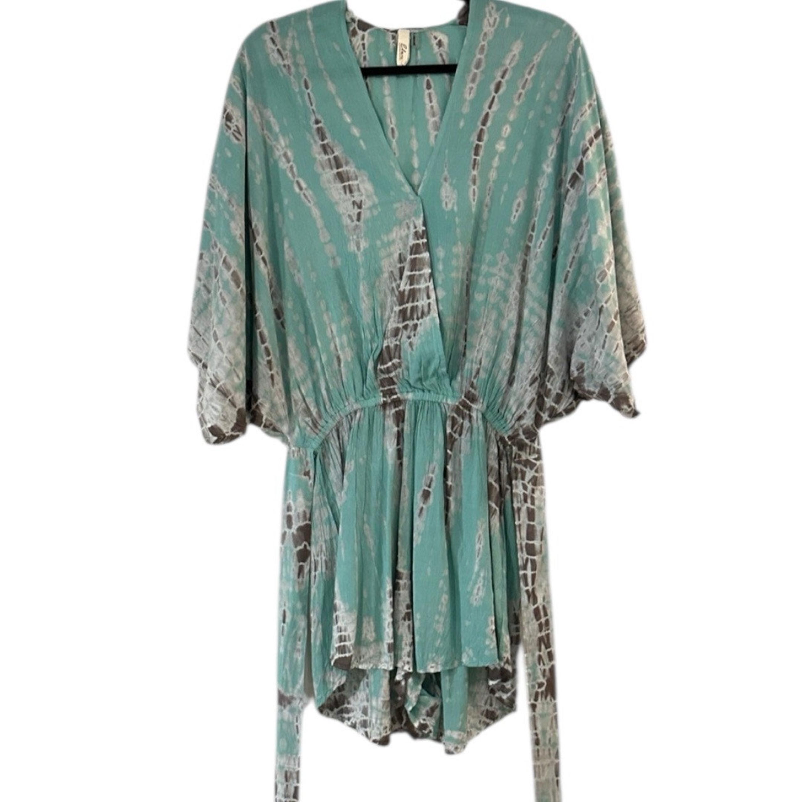 Elan Tie Dye Flowy Romper with Tie Waist - Size Small