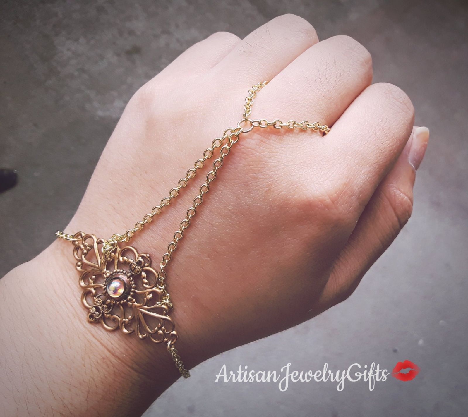 Moonstone Art Nouveau Hand Chain