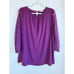 Boden Women's Aurora Jersey Top with Sheer Polka Dot 3/4 Sleeves in Purple Sz 14