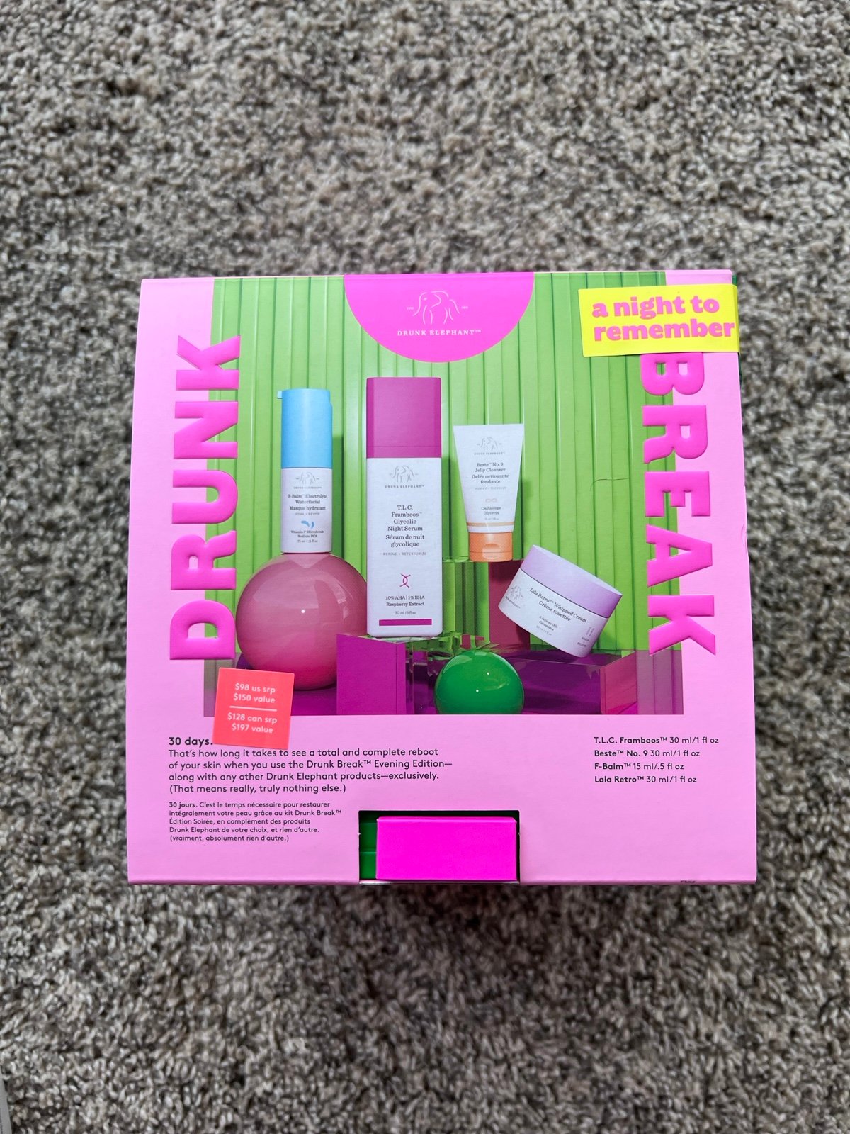 NEW SOLD OUT Drunk Elephant A Night to Remember Kit
