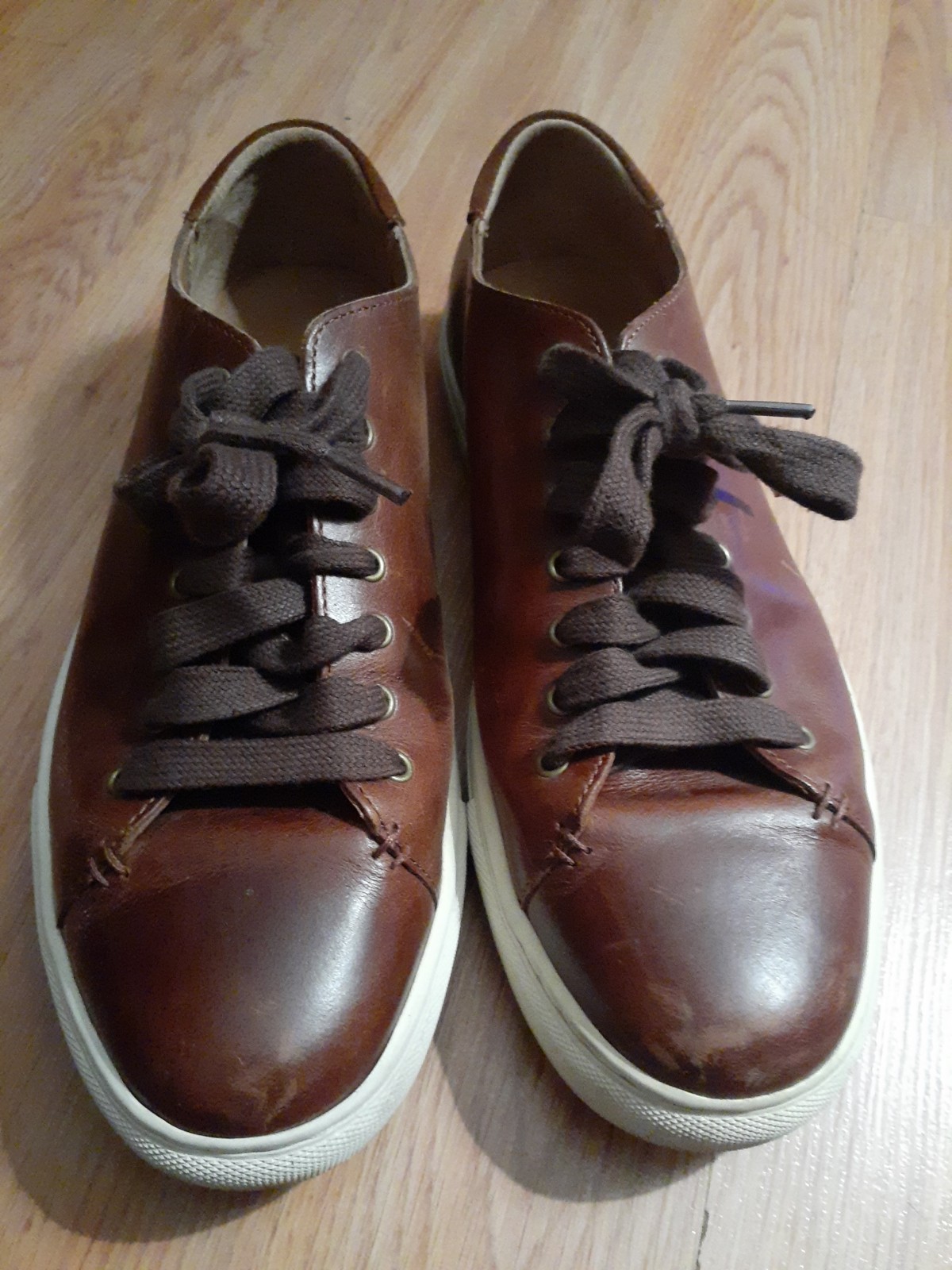 LAUREN RALPH LAUREN WOMENS 105d WAVERLY TAN SOFT BURNISHED CALF LEATHER SNEAKERS