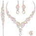 Elegant Crystal Necklace Earrings Bracelet Ring Bridal Wedding Party Jewelry Set
