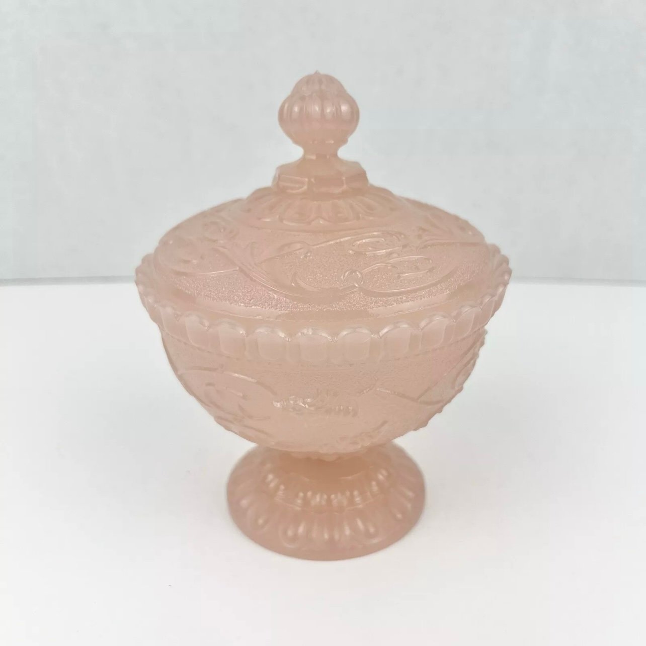 Pink Portieux Vallerysthal Glass France Dragon Serpent Candy Dish W/ Lid