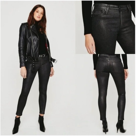NWT AG Adriano Goldschmied Farrah Skinny Ankle Pants Luminous Gunmetal Size 26