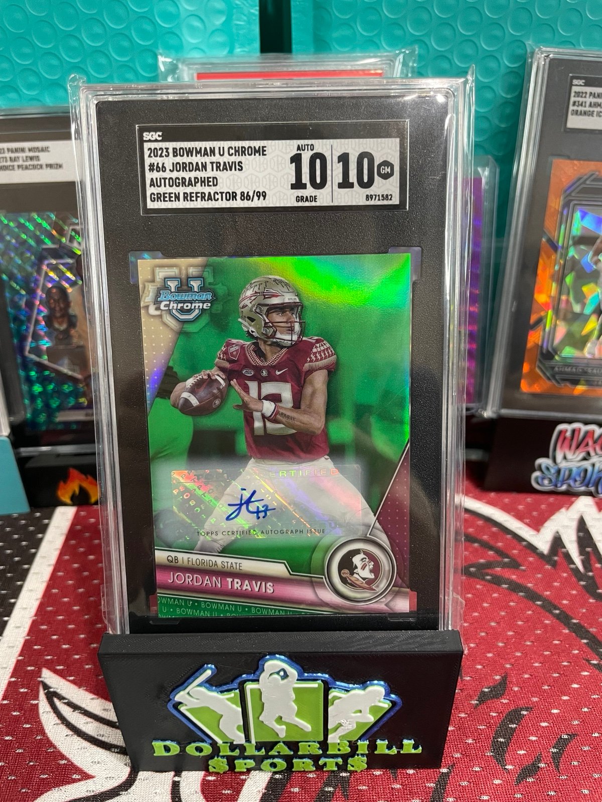 2023 Bowman U Chrome Jordan Travis Auto Green /99 SGC 10