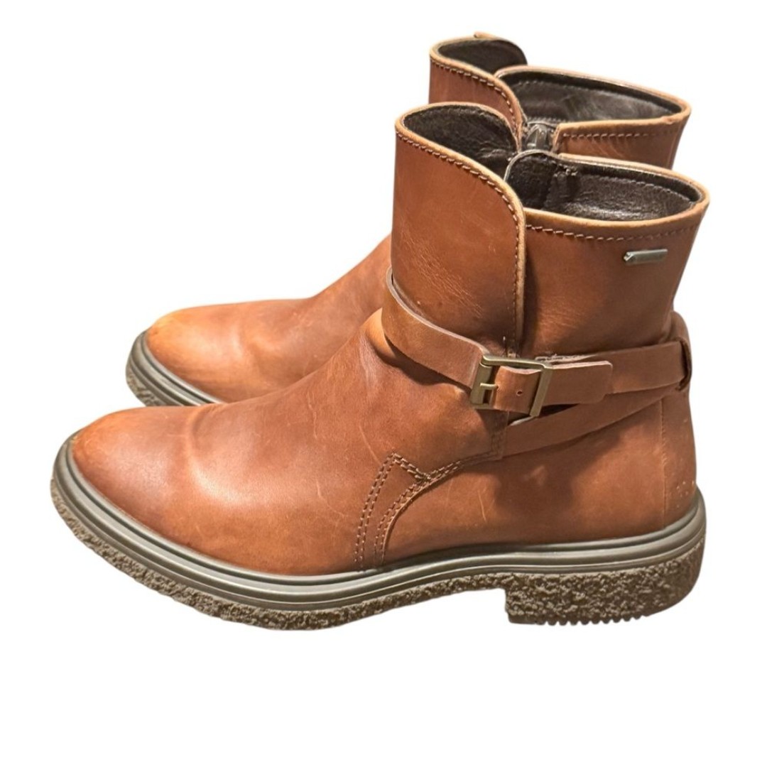 Ecco Women's Crepetray Boot Size GoreTex Waterproof Cognac Leather Booties Sz 6