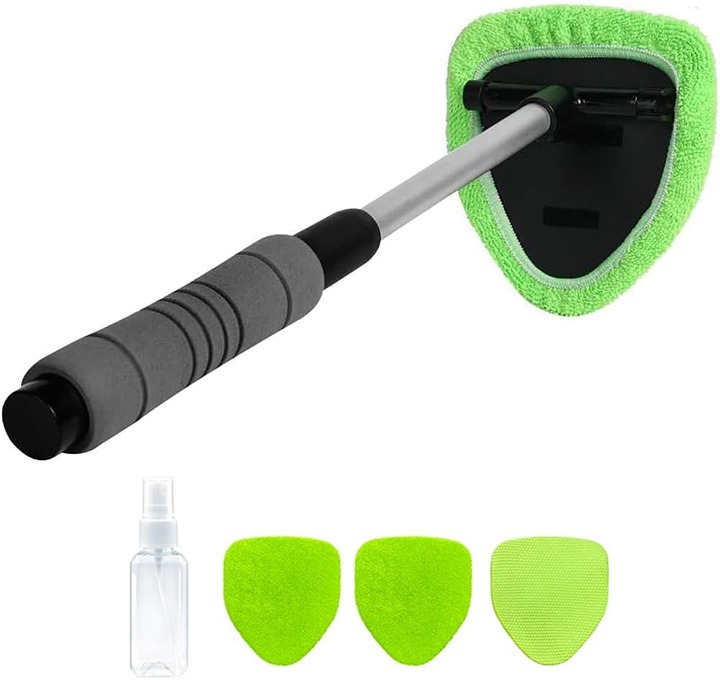 Windshield Cleaner Tool Portable Window Cleaning 4 Microfiber Towels 19in