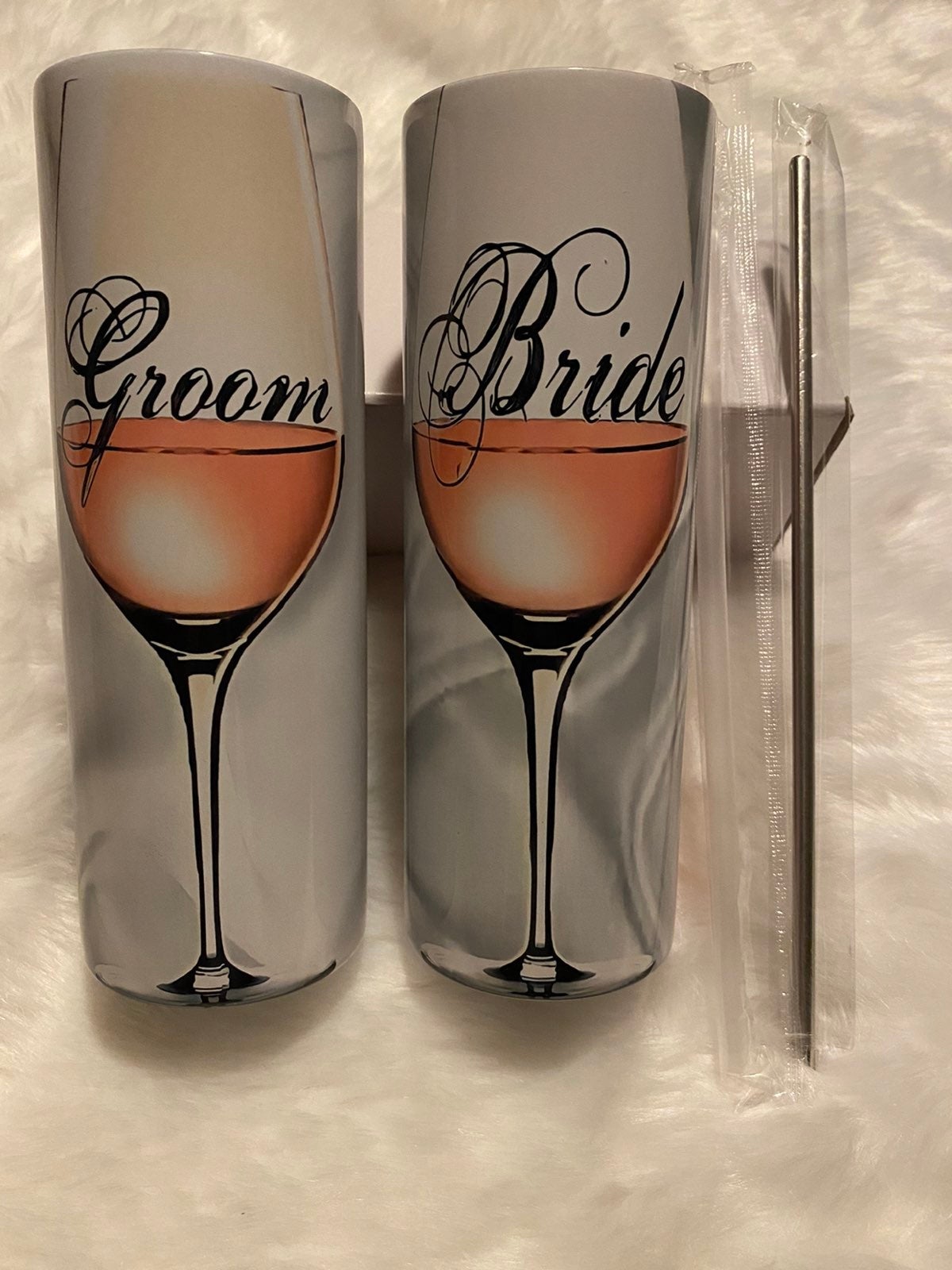 20oz set of two bride and groom sublimation tumblers