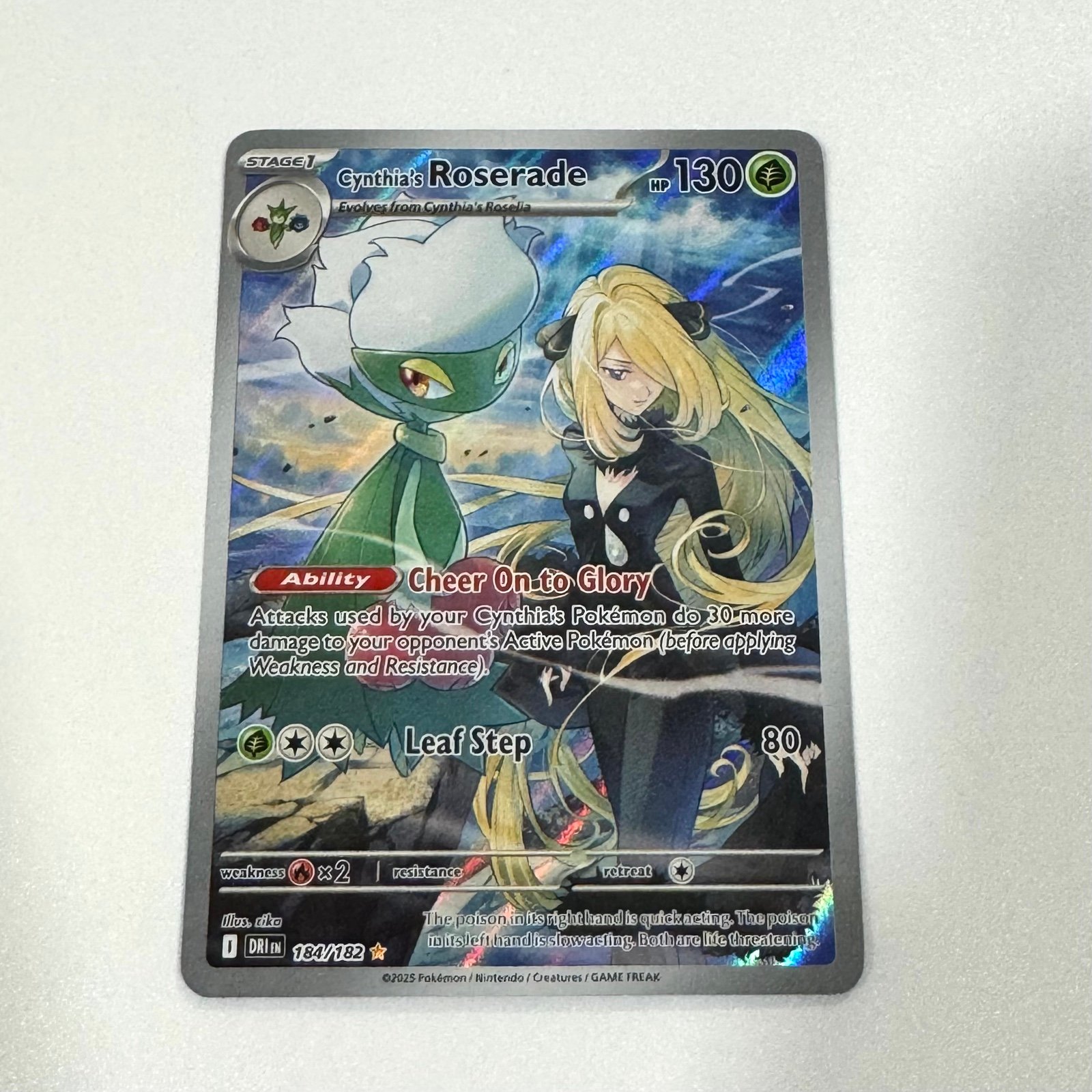 Cynthia's Roserade 184/182 IR Destined Rivals (English) In Hand Illustration
