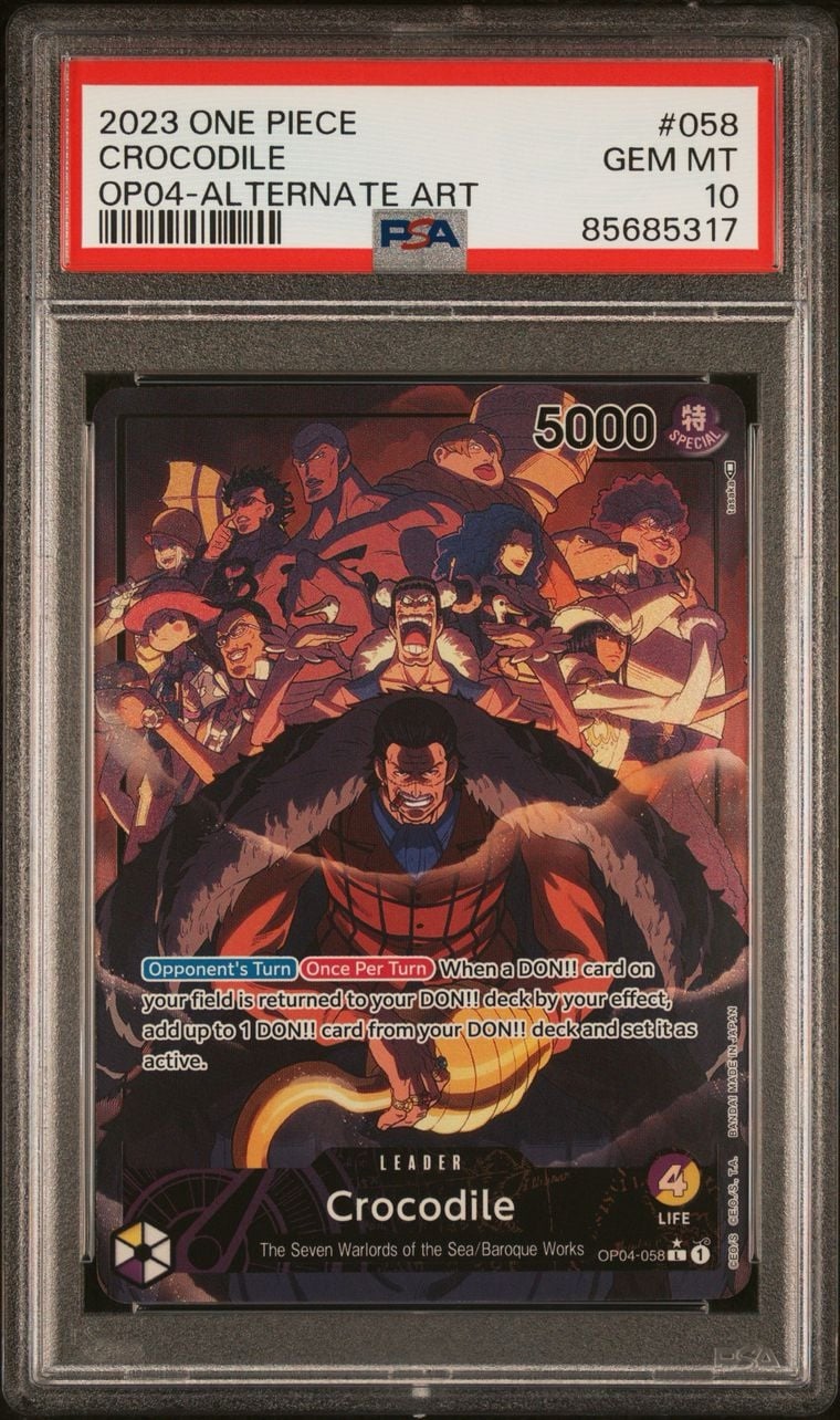 2023 Crocodile Leader OP04-058 Kingdoms Of Intrigue One Piece PSA 10