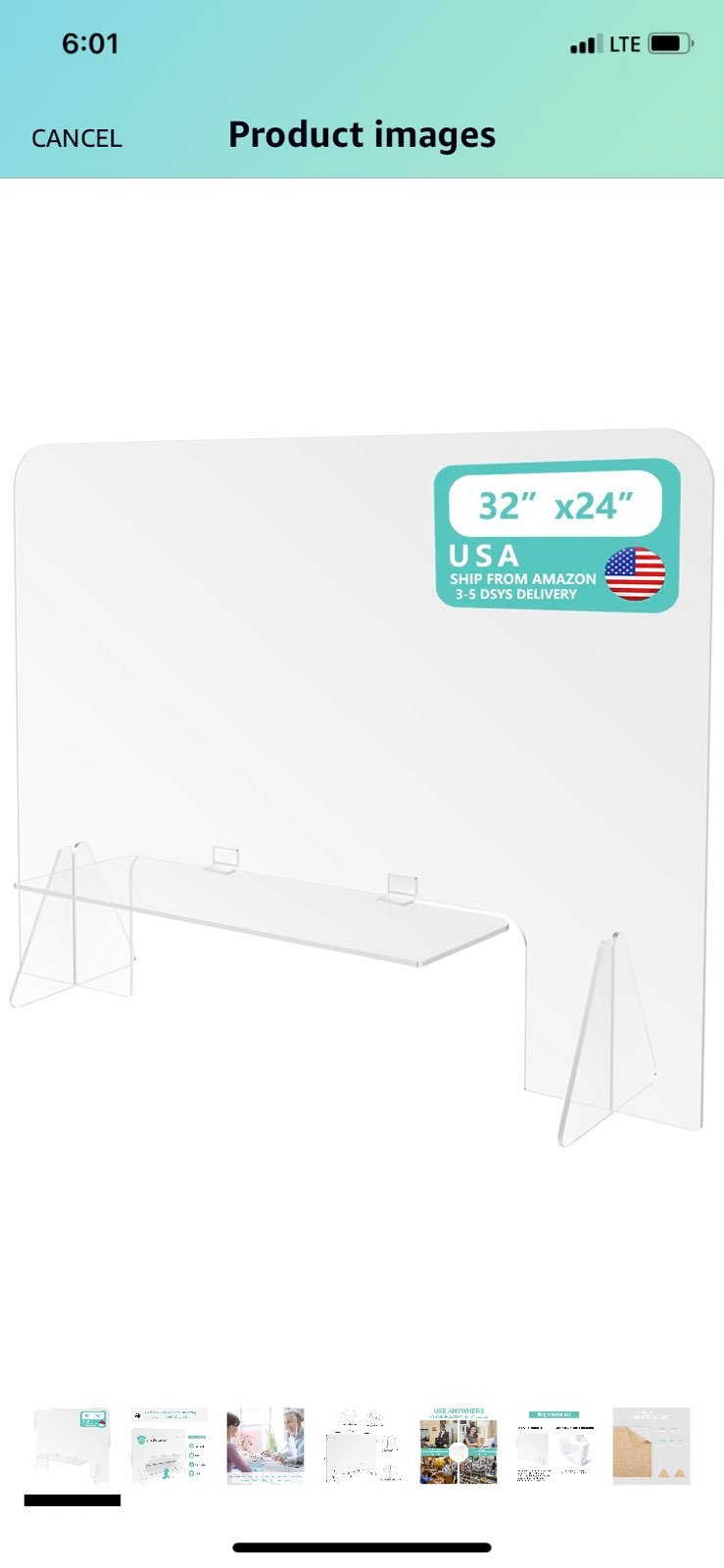 Sneeze Guard -32 x 24 inch Free-Standing