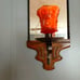Home Interior Rod Iron Wooden Vintage Rare 60s, Mirror Sconce /Candle Holder‎