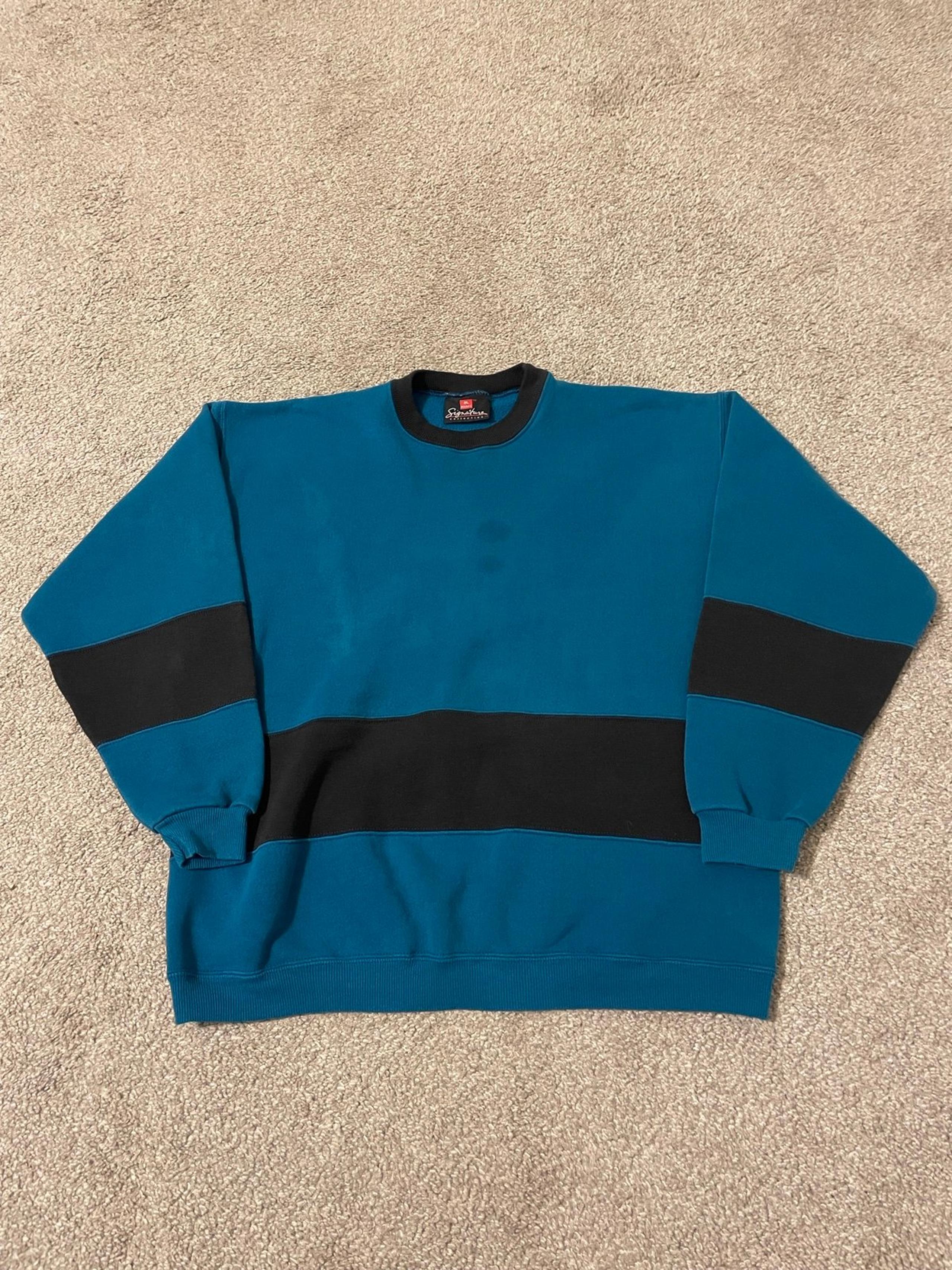 Vintage 90s Signature Collection Pullover Sweatshirt Mens Size Large? Blue - Hanes