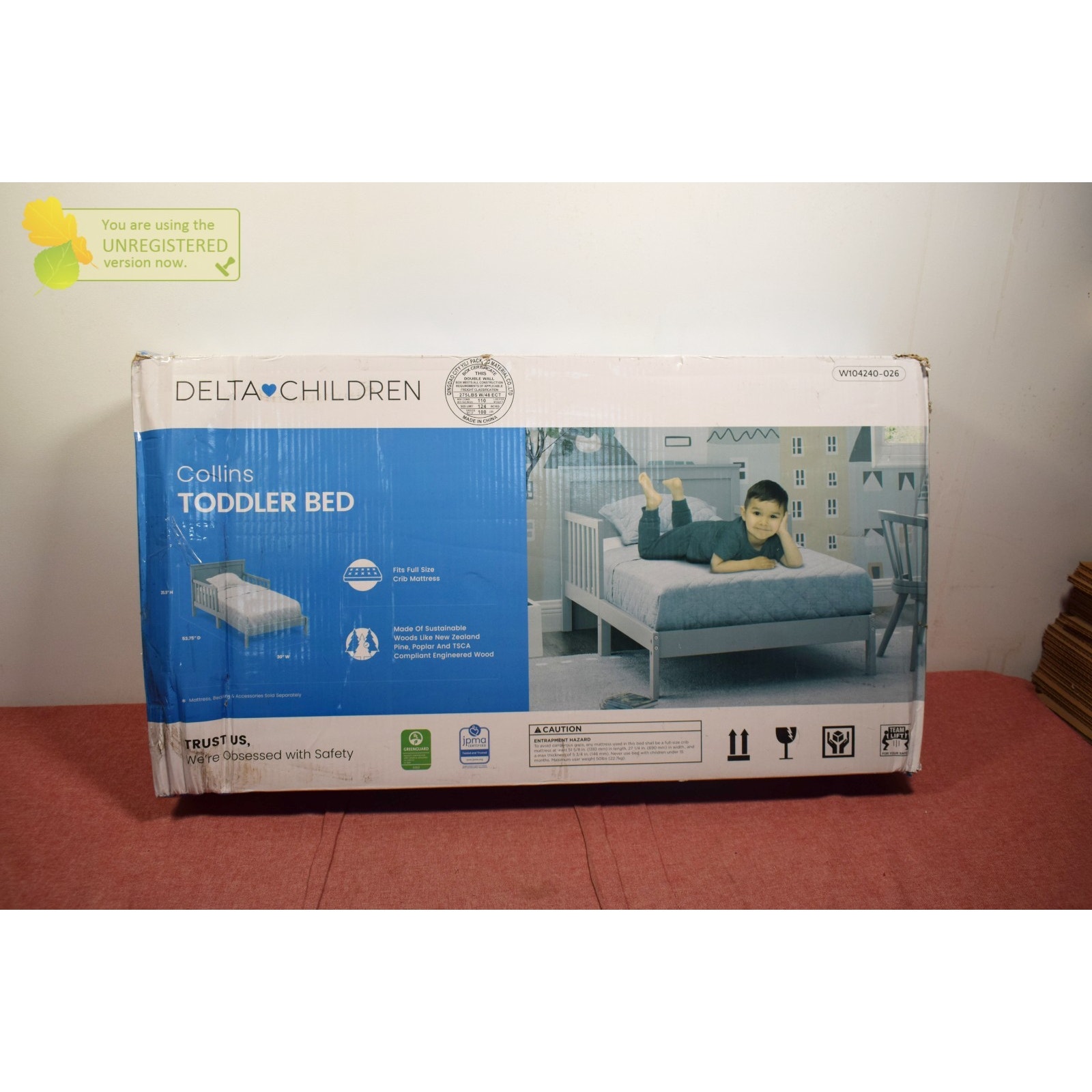 Delta Children Collins Wood Toddler Kids' Bed, Greenguard Gold Certified Gray