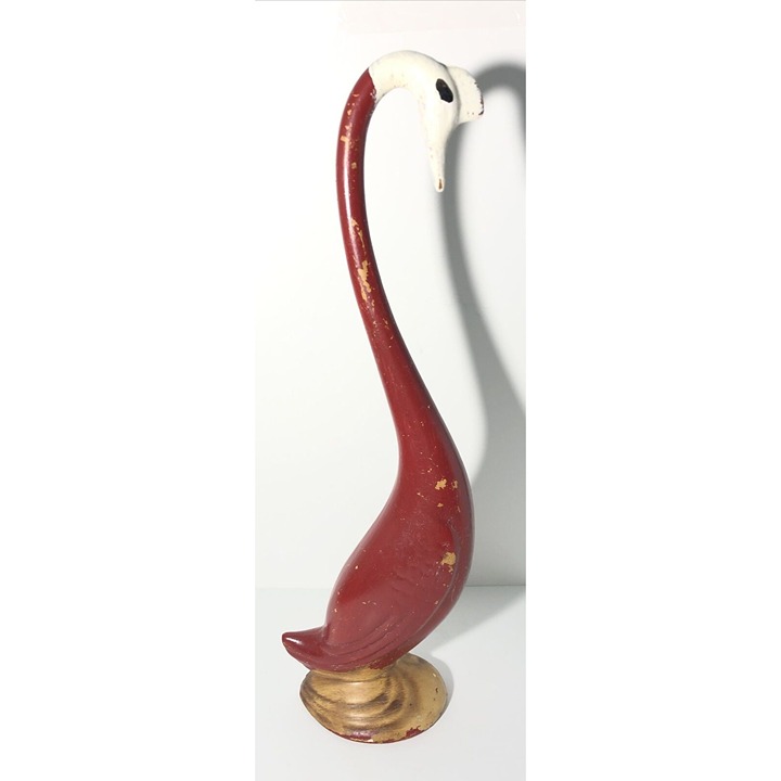 Vintage Mid Century Modern 19” Long Neck Ceramic Crane Bird Statue Sculpture