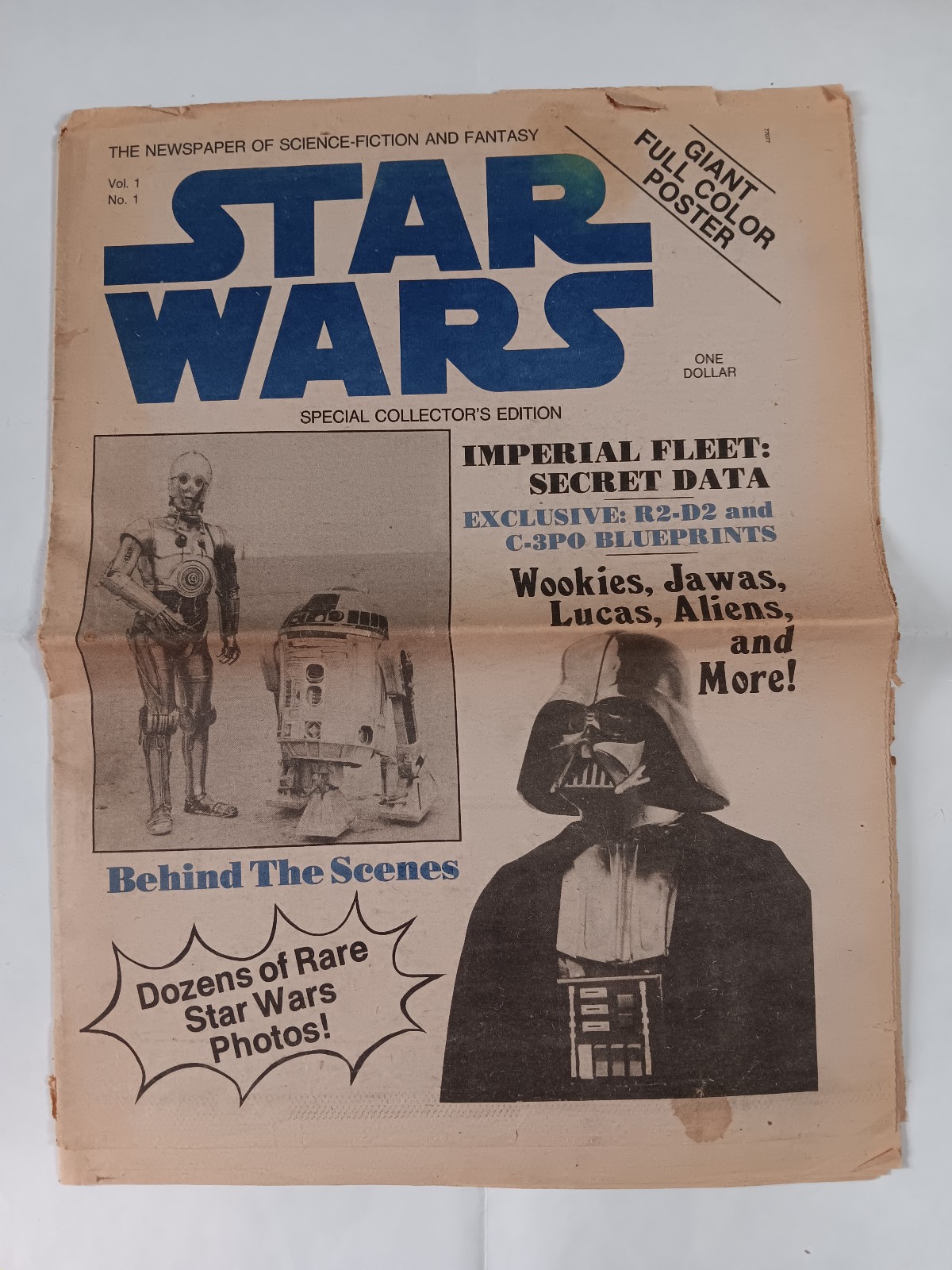 Star Wars Special Collector's Edition Vol 1 #1 1977 Newspaper With Color Poster