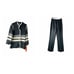 NOS VTG 70s Womens 15 Wool Knit Color Block Toggle Jacket Pants Set Suit Mod USA