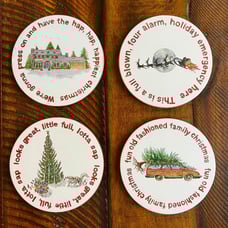 Pottery Barn~National Lampoon’s Christmas Vacation~Cork Coasters -Set Of 4~NIB