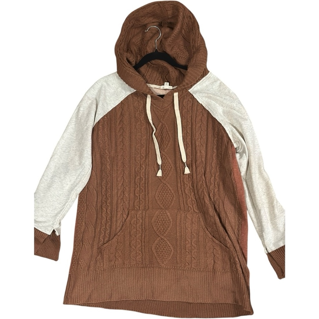 POL SUMMER 2025 COTTAGECORE Cozy Rust Brown and Cream Women's Sweater Size Large