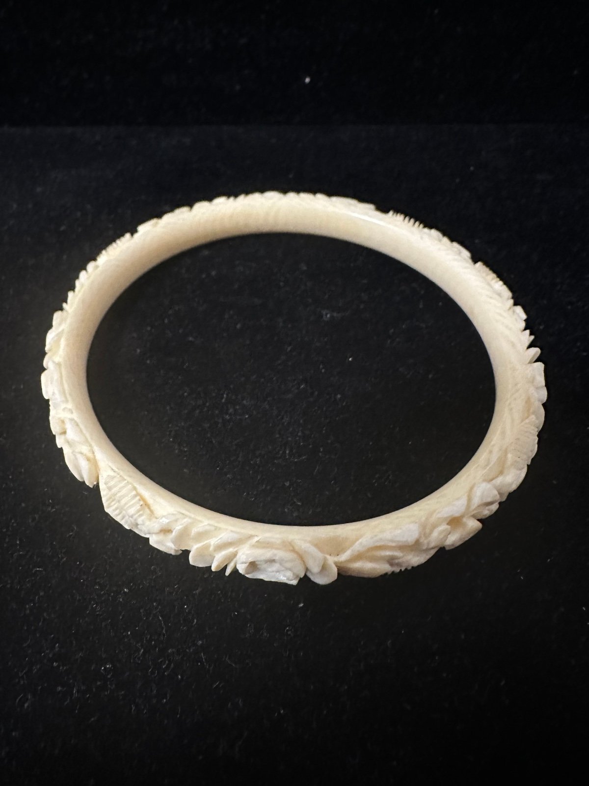 Carved Chinese Bovine Bone Bangle Bracelet
