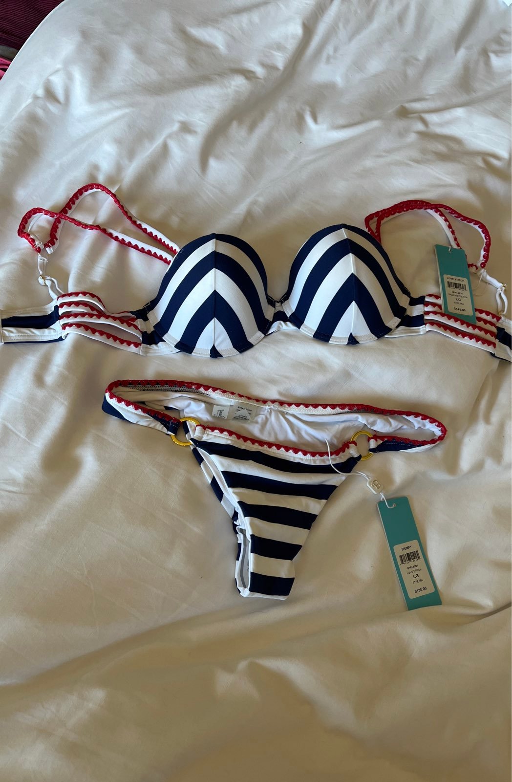 Beach Bunny Love Stitch Bikini red white blue L