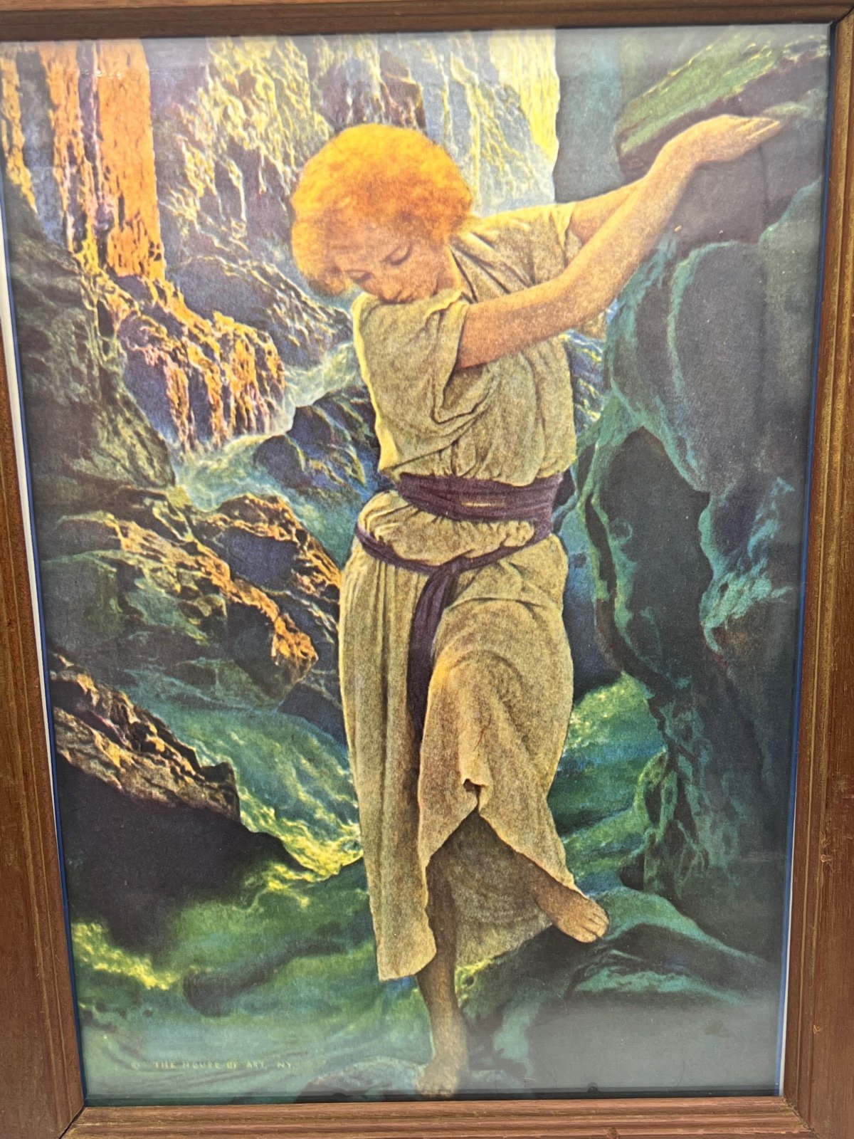 Antique Vintage Maxfield Parrish Art Deco Repro Print 70's THE CANYON 16 x12