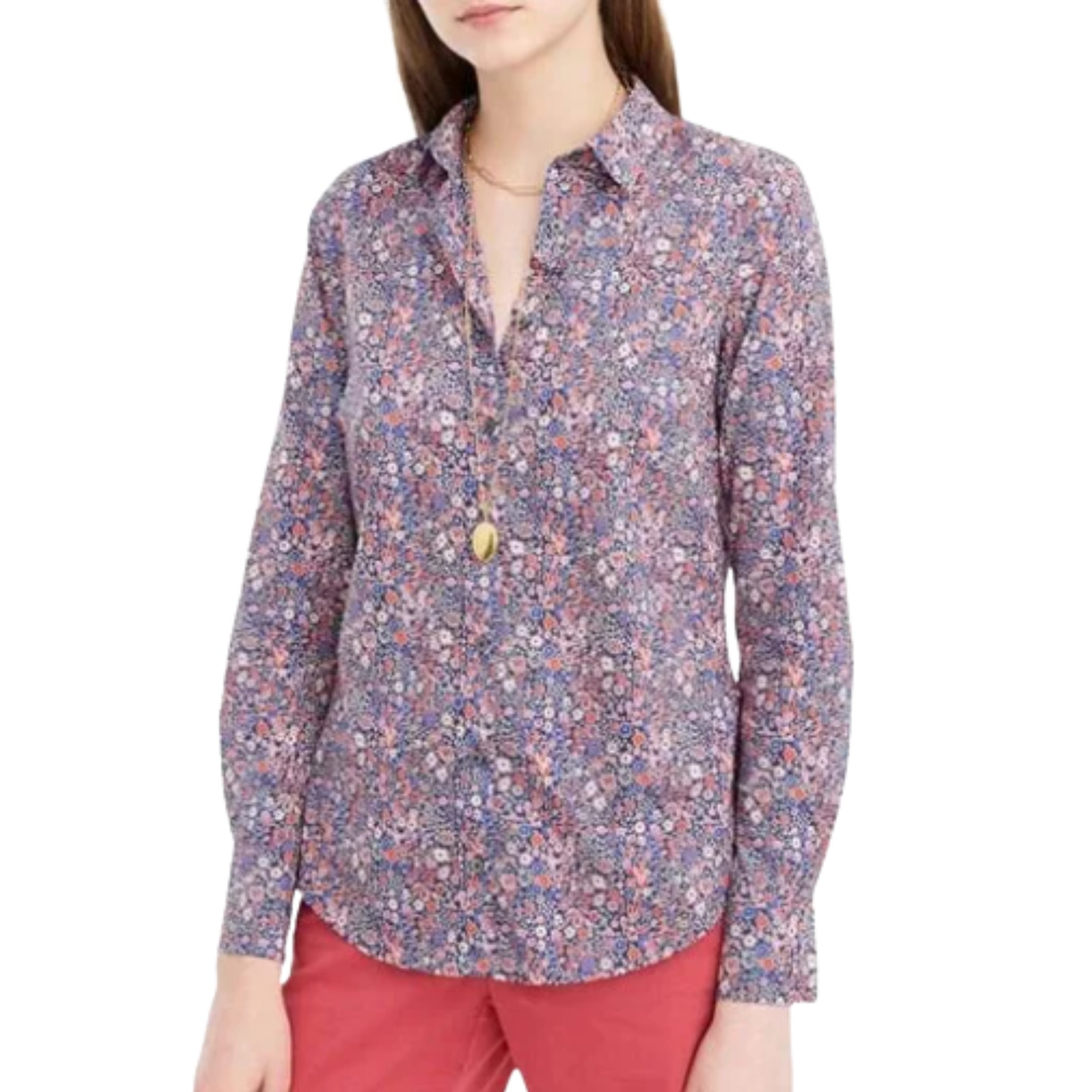 J CREW Cotton Poplin Perfect Shirt Liberty Kayoko Multi Floral Print Women's 4