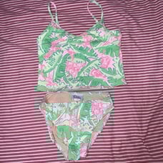 Vintage Lilly Pulitzer Pink & Green Musical Monkey Print Bikini 2 piece Size 6