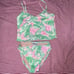 Vintage Lilly Pulitzer Pink & Green Musical Monkey Print Bikini 2 piece Size 6