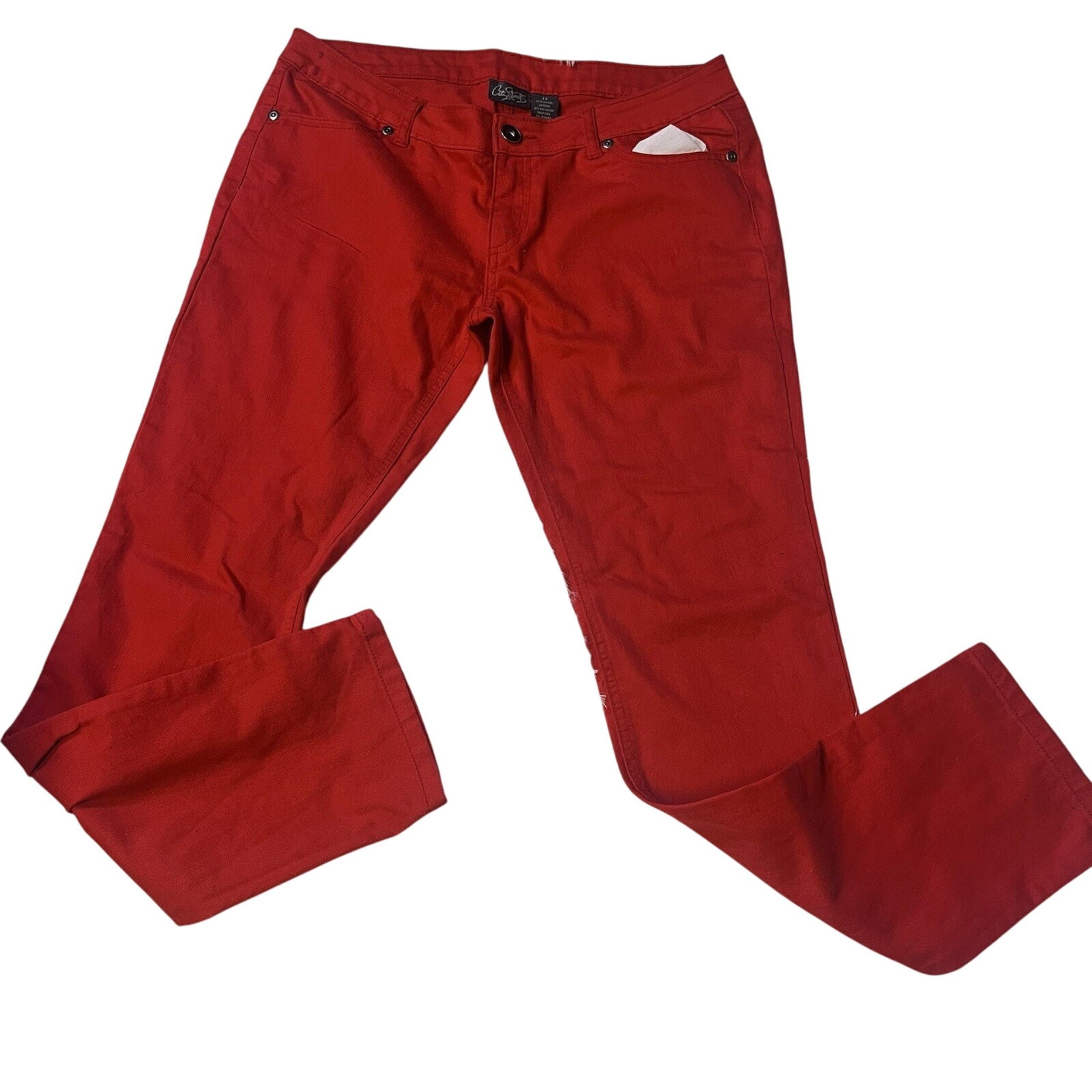 City Streets Juniors Sz 13 Red Denim Jeans Stretch Cotton Blend Pockets