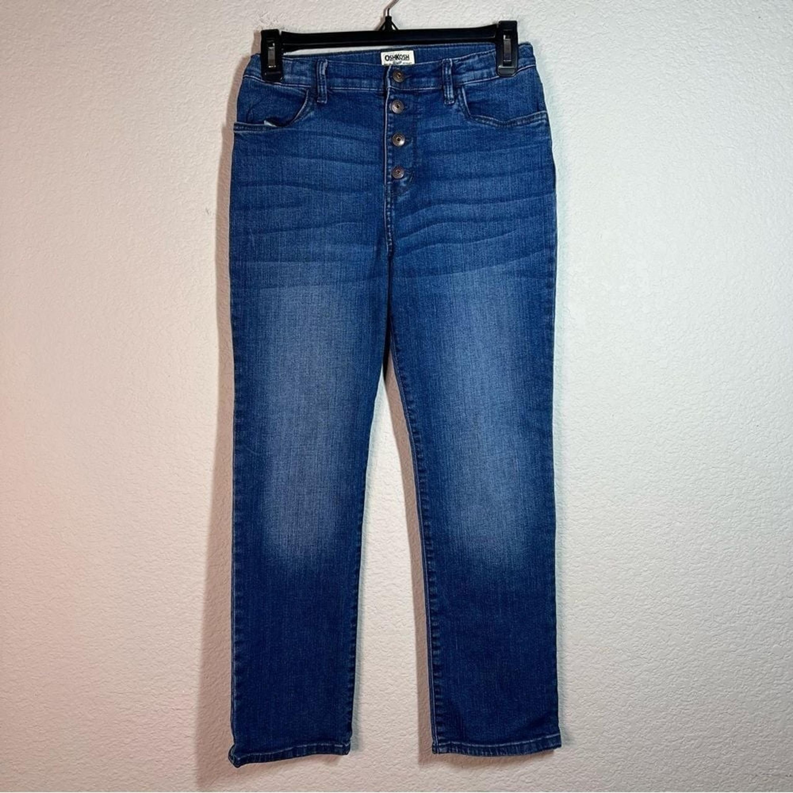 OshKosh B'gosh Medium Blue Button Fly Straight Leg Jeans Girls Size 14/14A