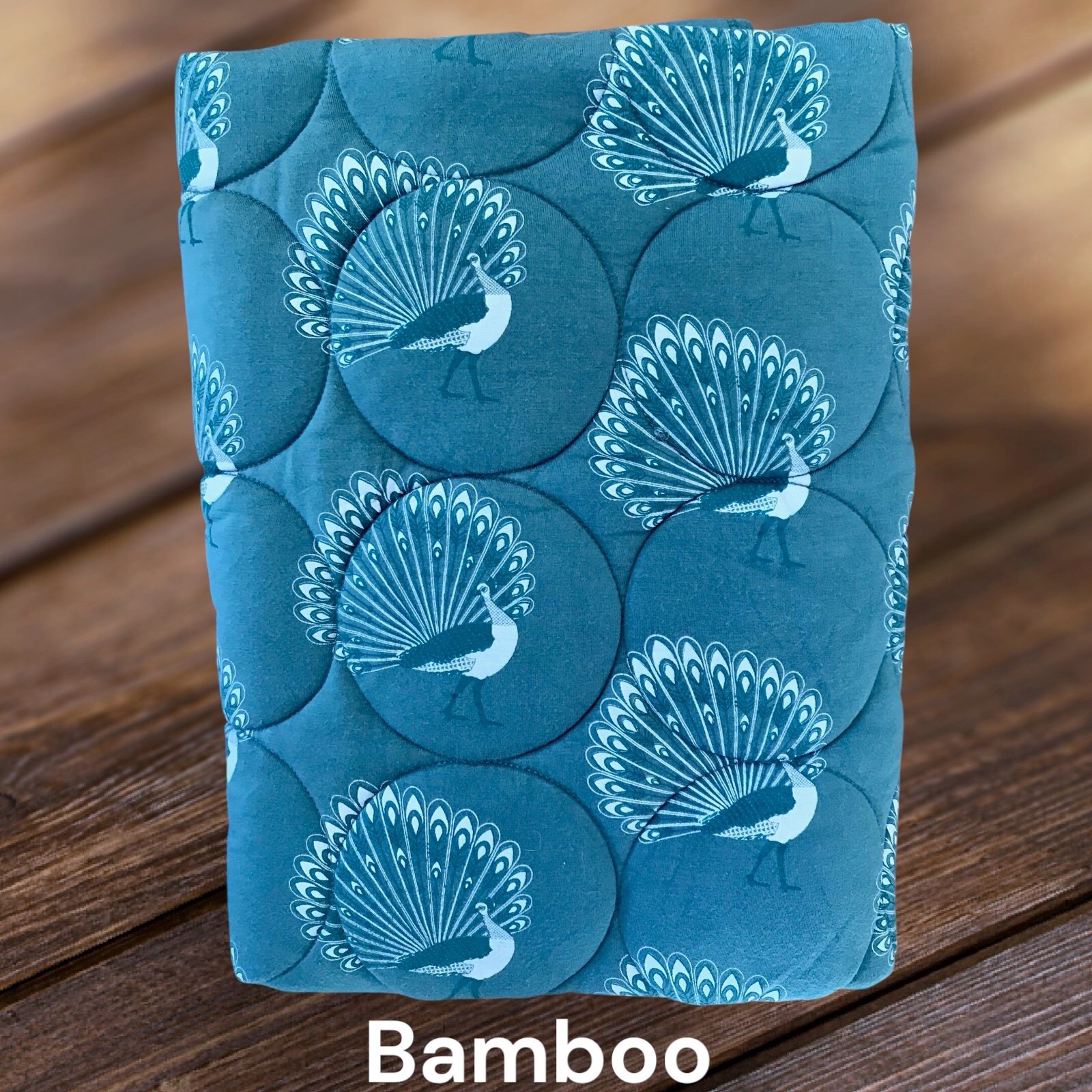 Kate Quinn, Peacock Pattern, bamboo, fabric, quilt