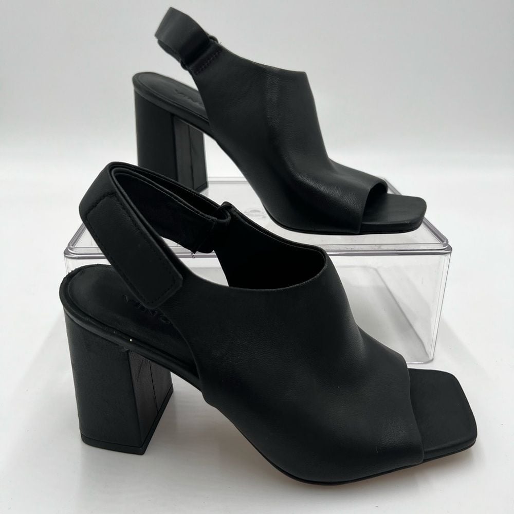 Women's Vince Niara Block Heel Slingback Sandal In Black size 5.5M