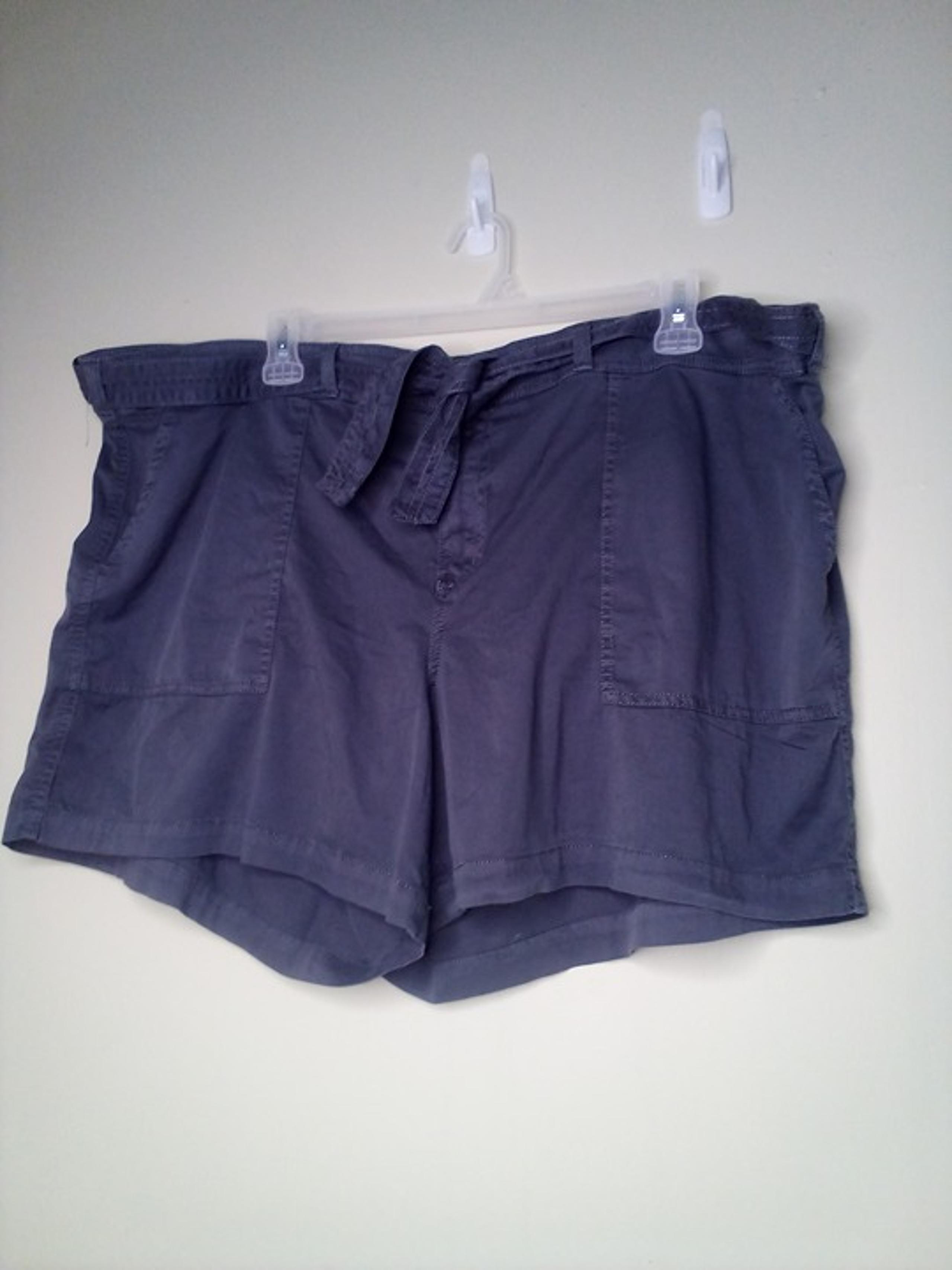 Sonoma Shorts Women 2X Chino Casual Tie Belt Pockets Gray