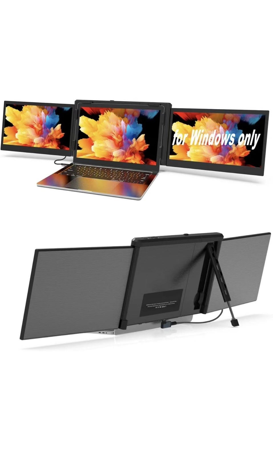 Triple Portable Monitor for Laptop Screen Extender Dual Monitor 12 Inch FHD 1080