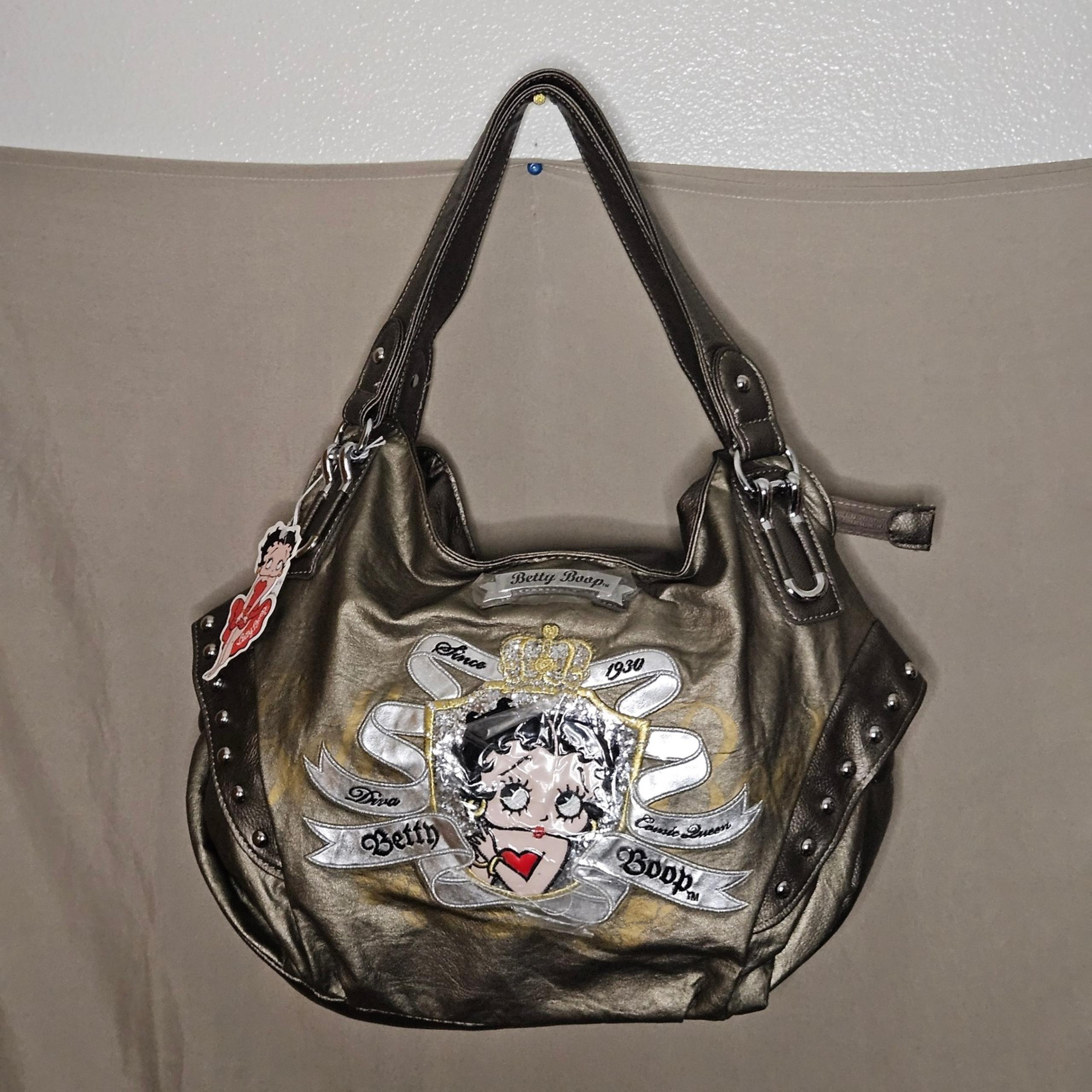Betty Boop Shoulder Bag Purse Metallic Gold Embellished Novelty