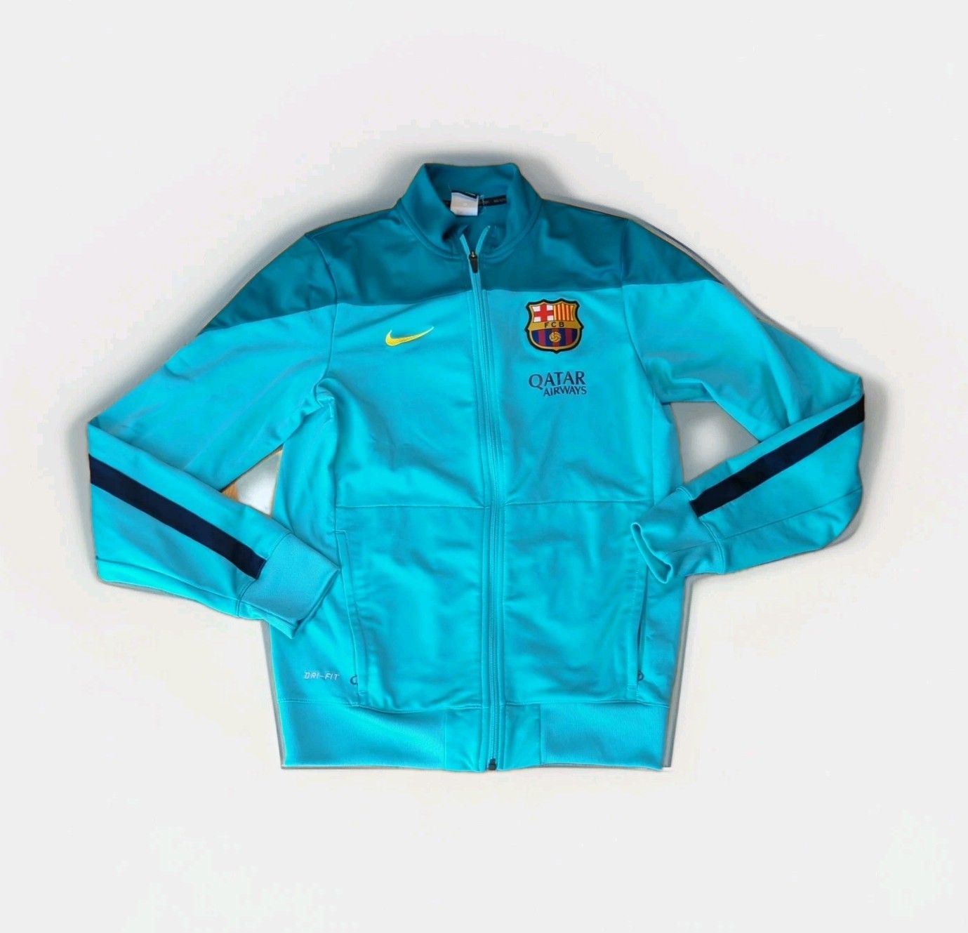 Nike Dri-Fit Soccer Jacket FCB Qatar Airways Mens Small Teal Full Zip