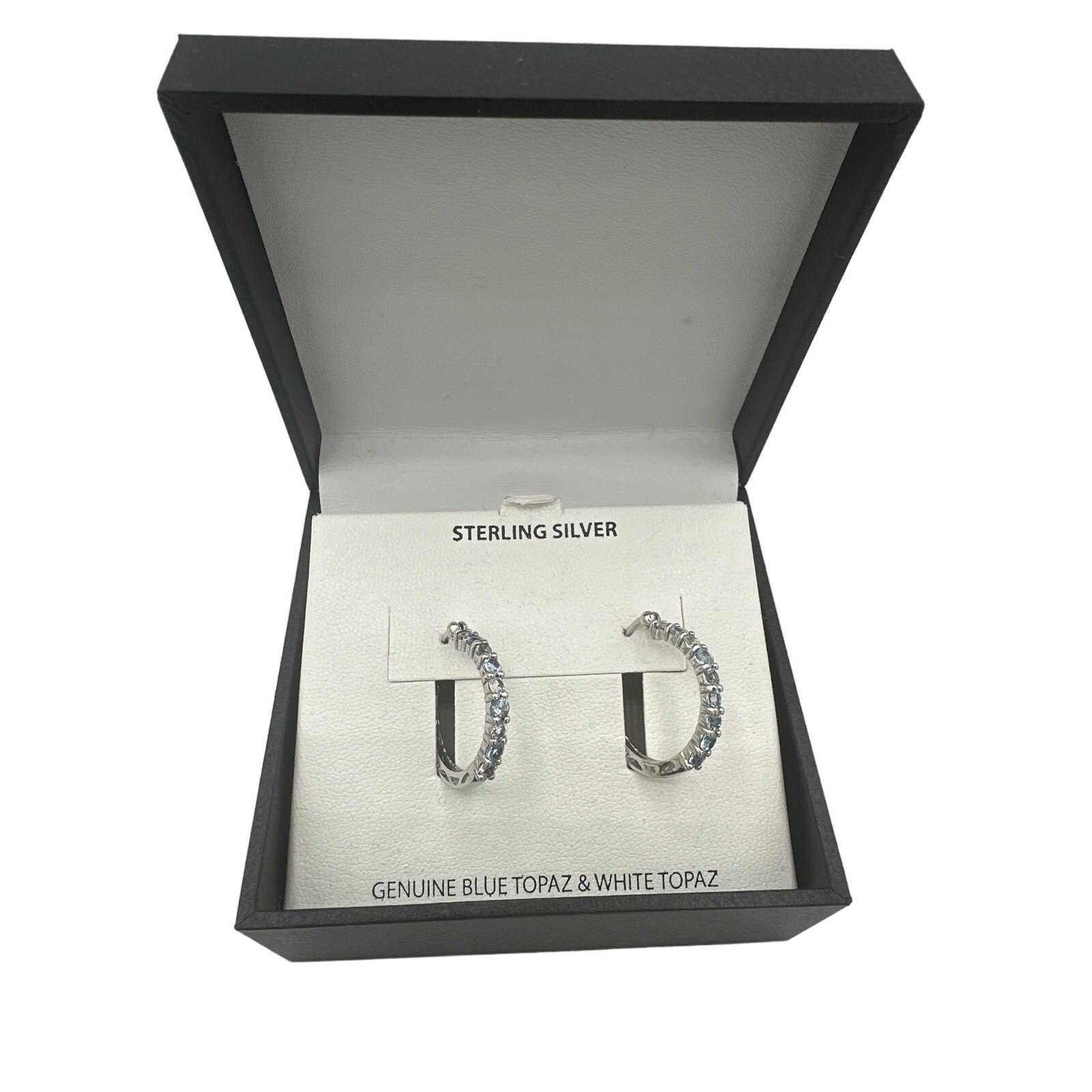 Blue Topaz (7/8 ct. t.w.) and White Topaz (7/8 ct. t.w.) Hoop Earrings