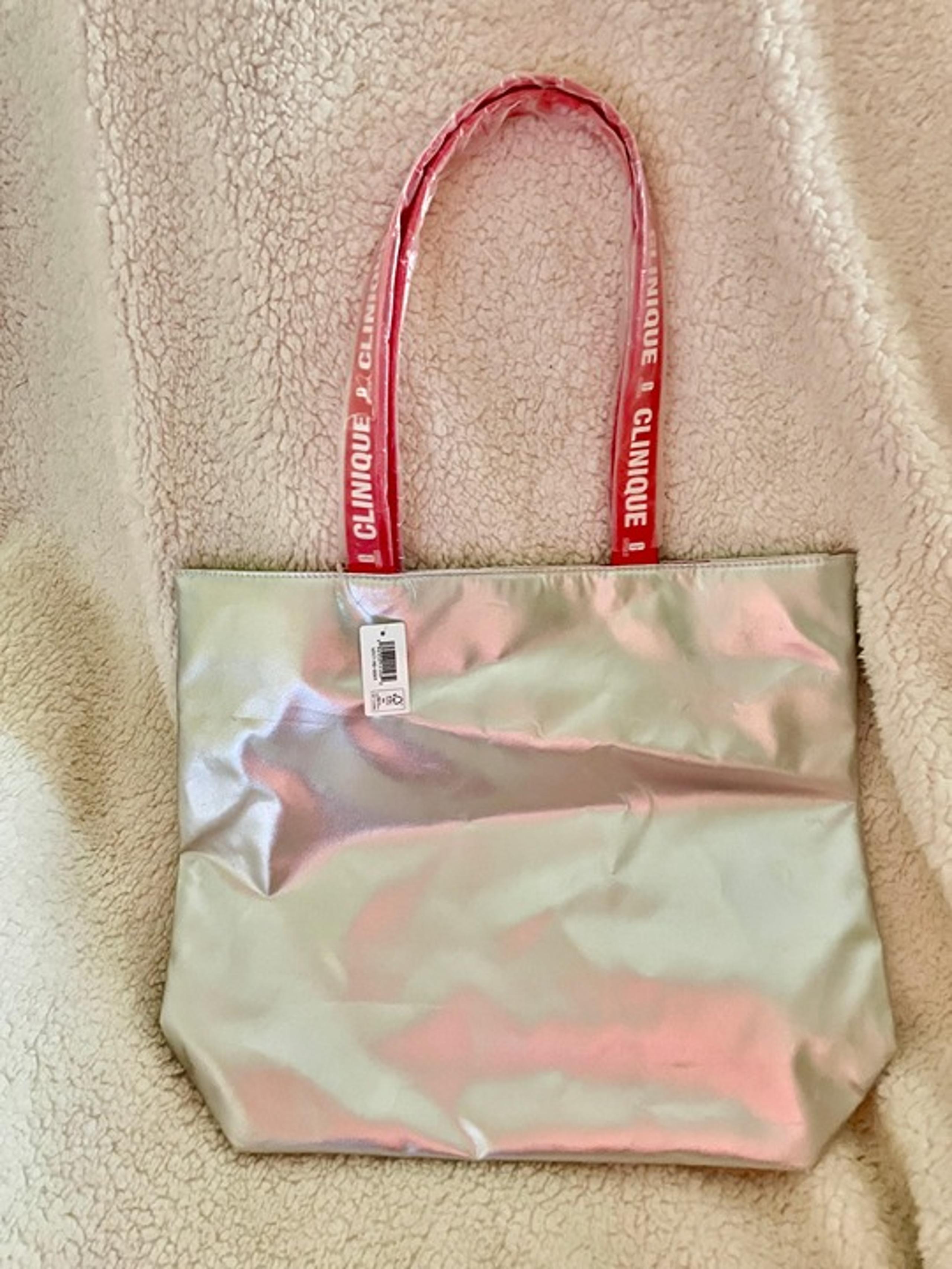 CLINIQUE Silver Tote Bag - Reversible Design NWOT