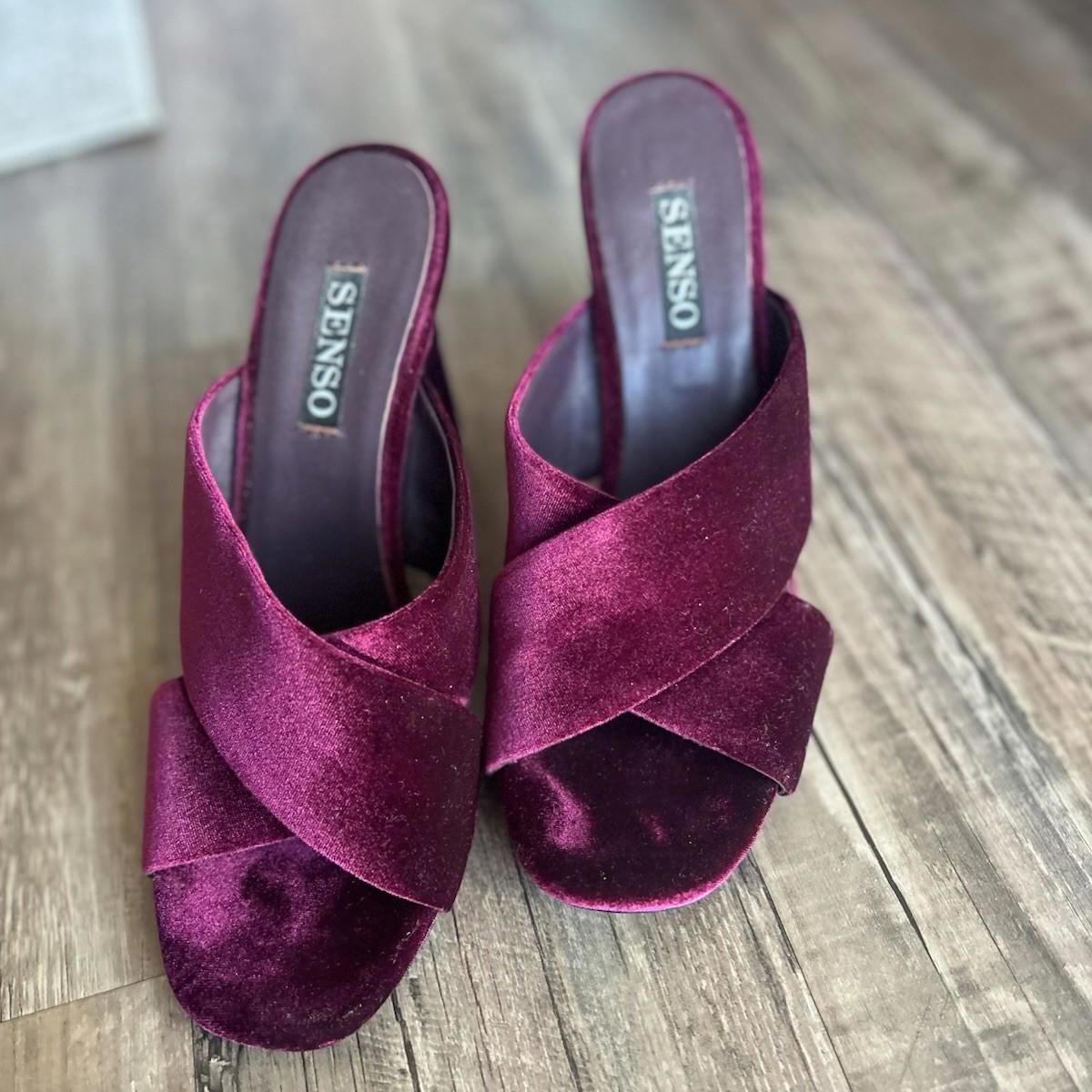 Senso Poppy Heeled Mules, Velvet Texture, Womens Size 40