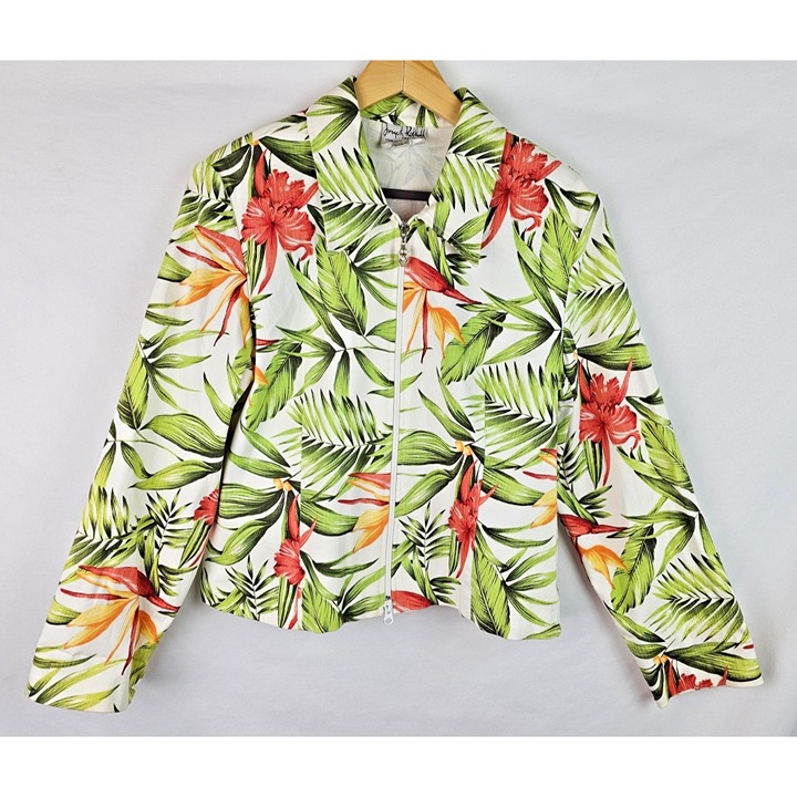 Joseph Ribkoff Jacket Womens Size 16 Tropical Floral Long Sleeve Blazer Top