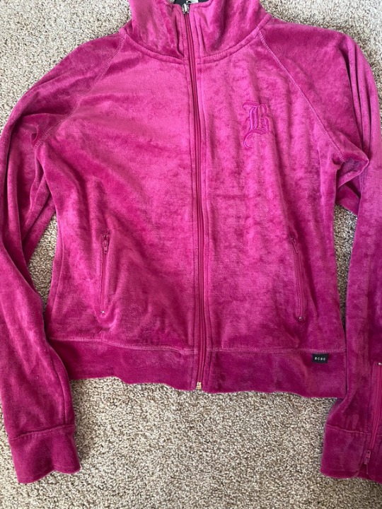 YK crushed velvet hot pink track suit