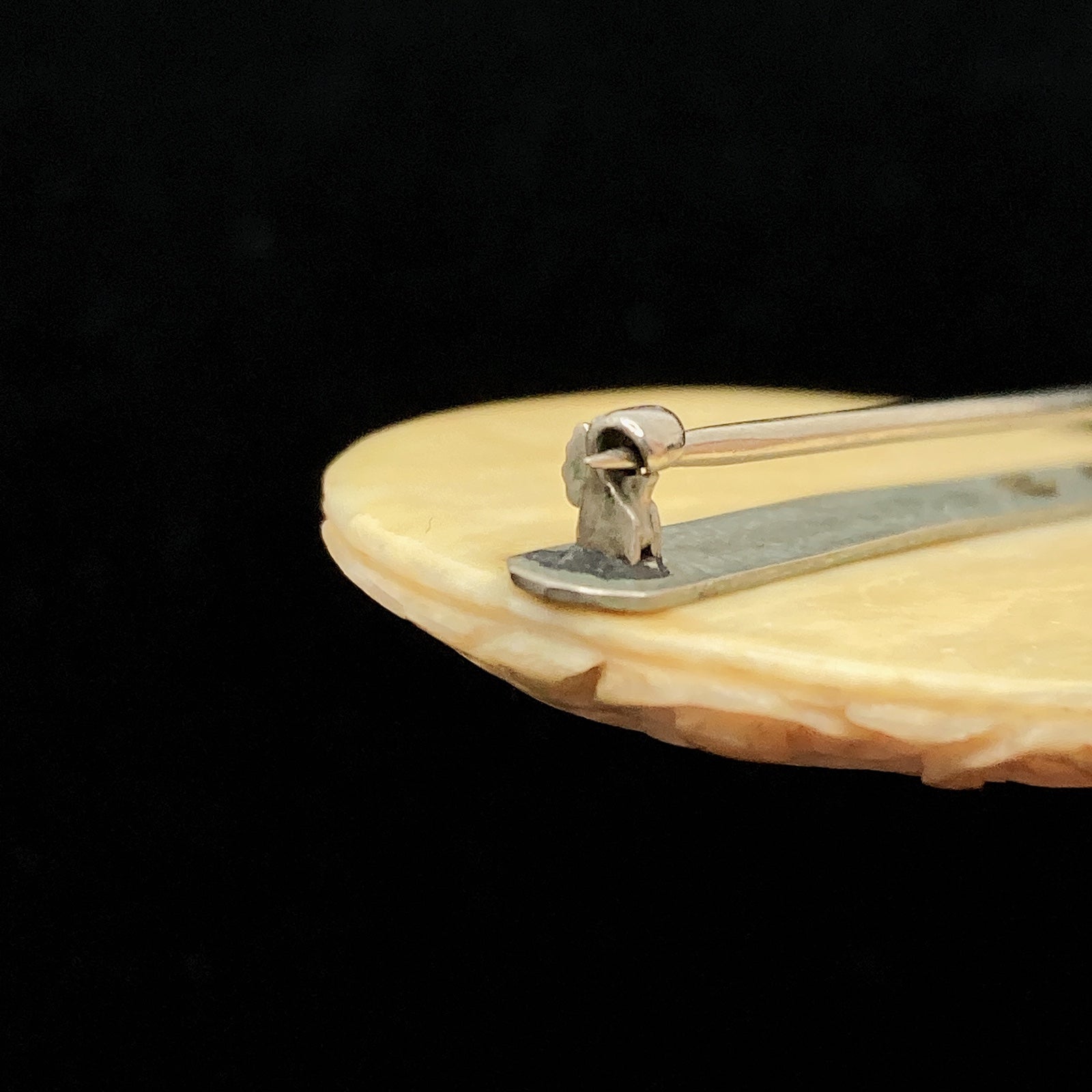 Store Vintage Antique hand carved animal bone bovine textured dragon cloud brooch pin