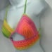 Handmade peek-a-boo crochet rainbow neon halter top crop open knit