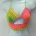 Handmade peek-a-boo crochet rainbow neon halter top crop open knit