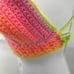 Handmade peek-a-boo crochet rainbow neon halter top crop open knit