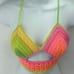 Handmade peek-a-boo crochet rainbow neon halter top crop open knit