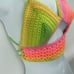 Handmade peek-a-boo crochet rainbow neon halter top crop open knit